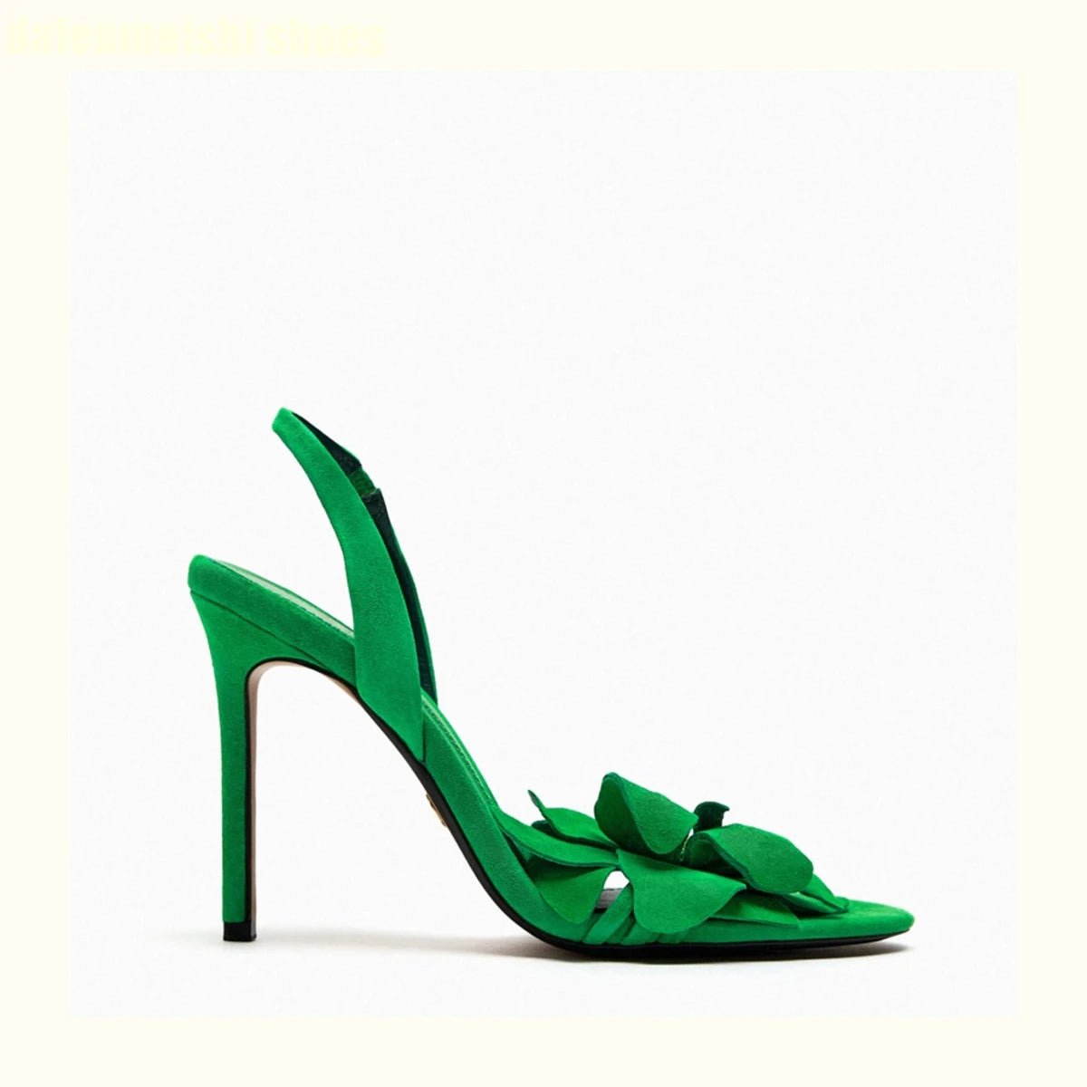 Green crystal high heel sandals