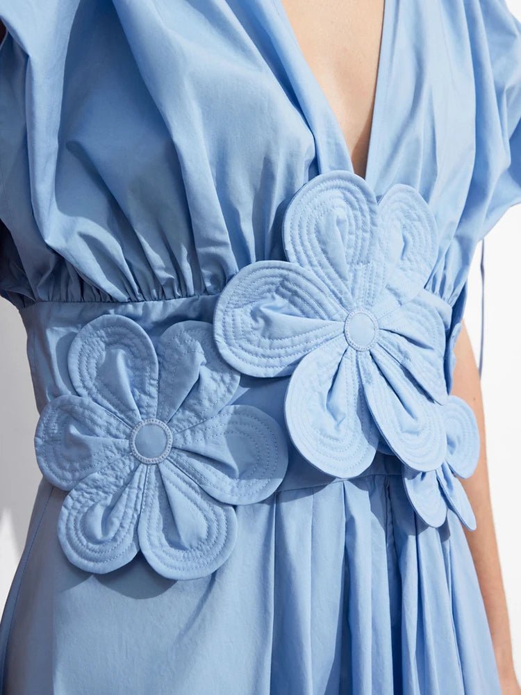 blue floral long sleeve dress