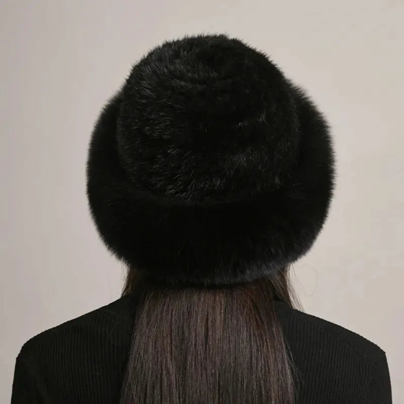 Luxurious Handmade Knitted Mink and Fox Fur Hat for Women - Stay Warm and Stylish this Winter! - Vestes Novas