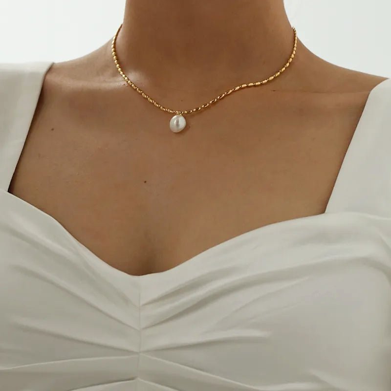 gold pearl choker necklace