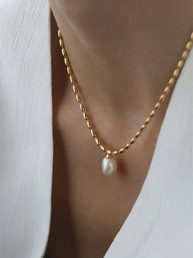 gold pearl choker necklace